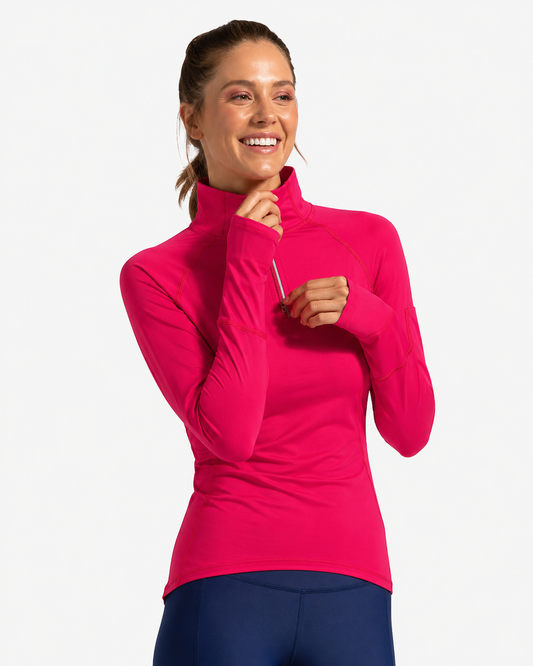 PASSION PINK WOMEN'S MOCK ZIP TOP