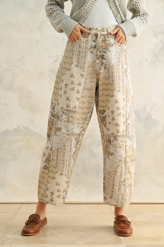 Multi Print Barrel Pants