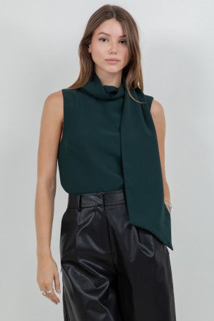 Hunter Green Scarf Top