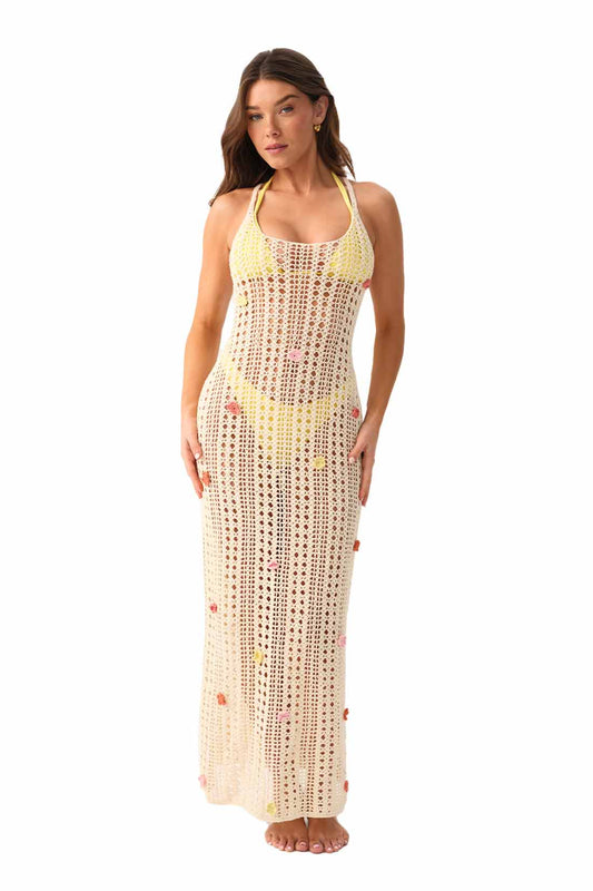 Natural- Lucy Flower Cover Up