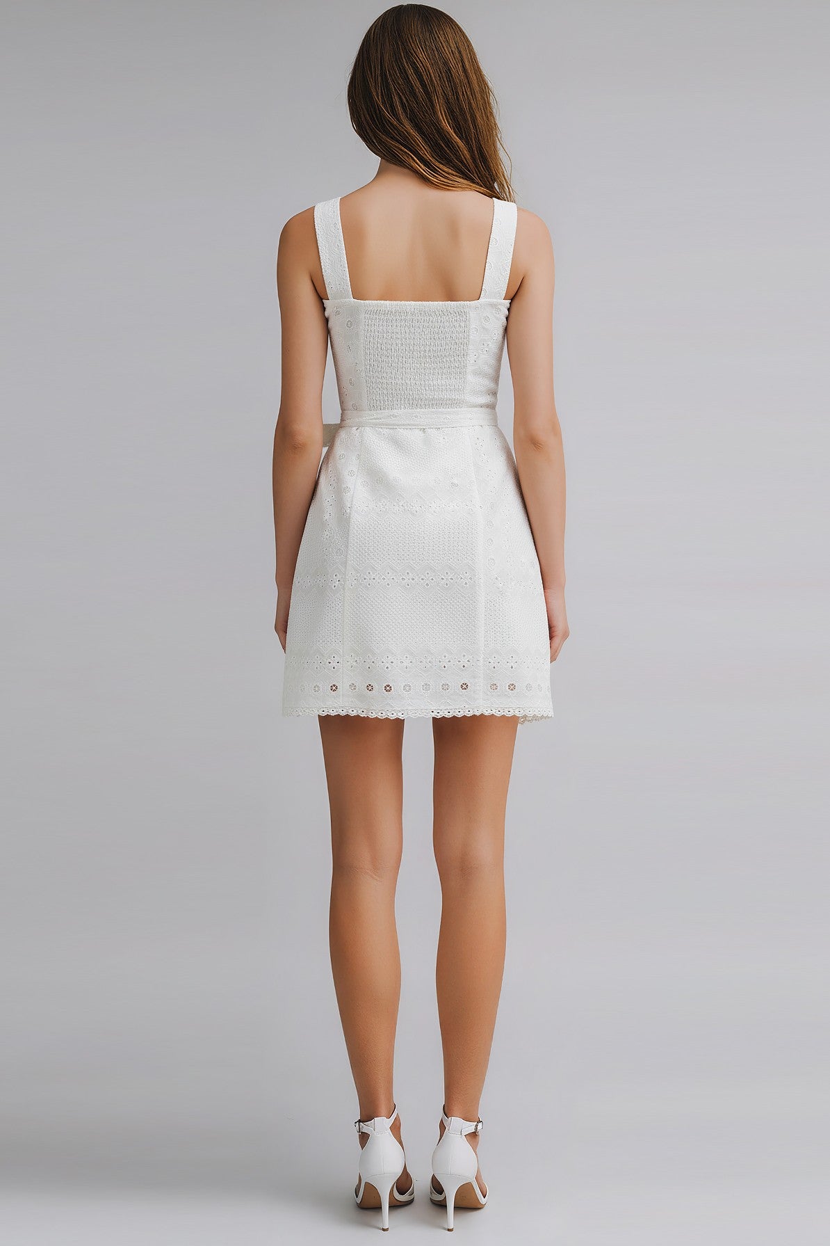 White Lace Wrap Mini Dress