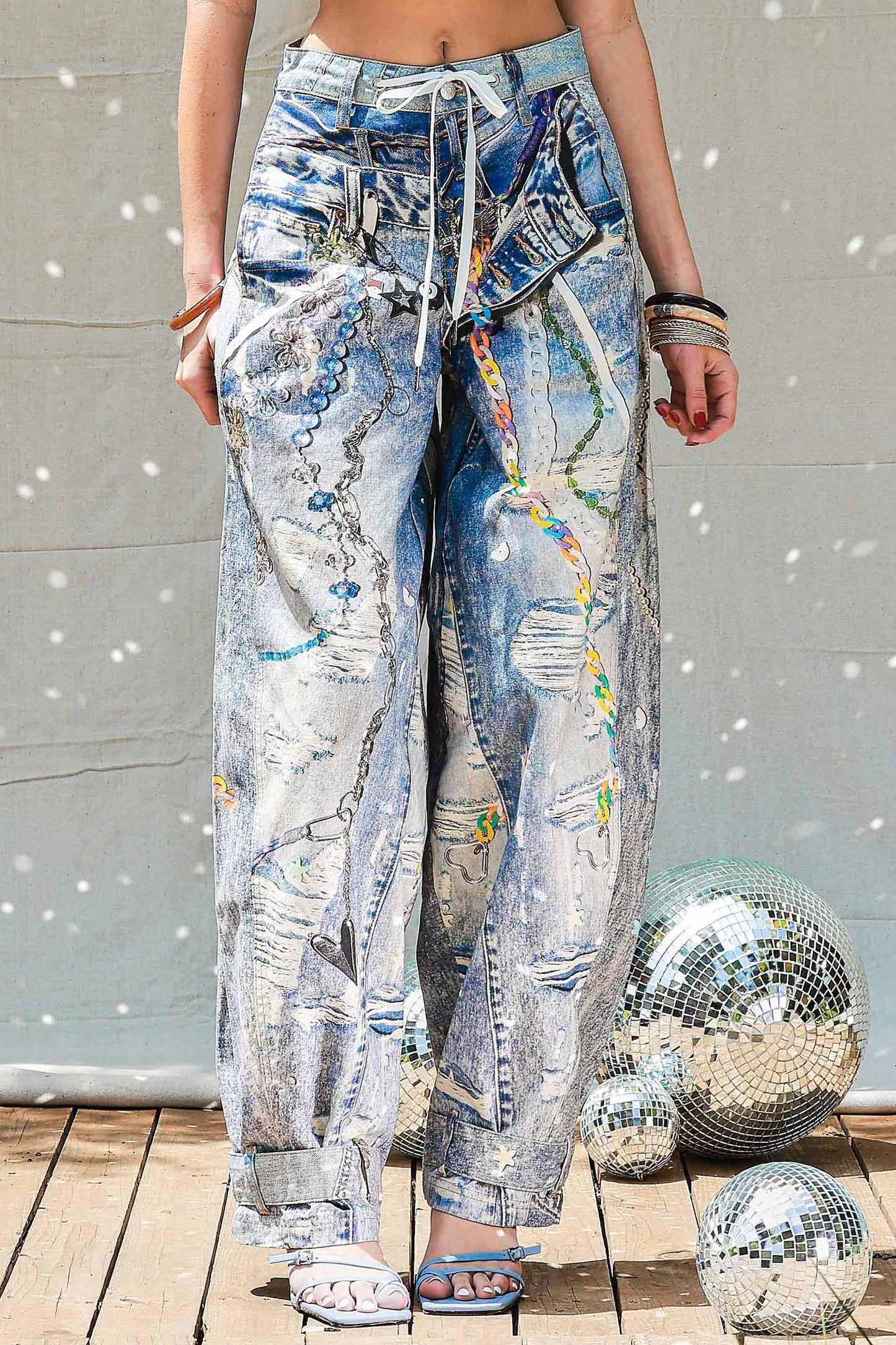 Digital Printed Barrel Jean