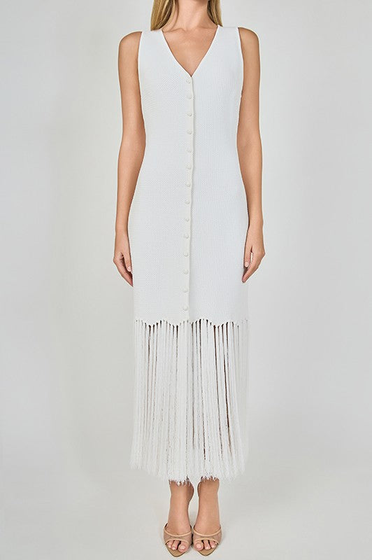 Fringe Knit Midi Dress