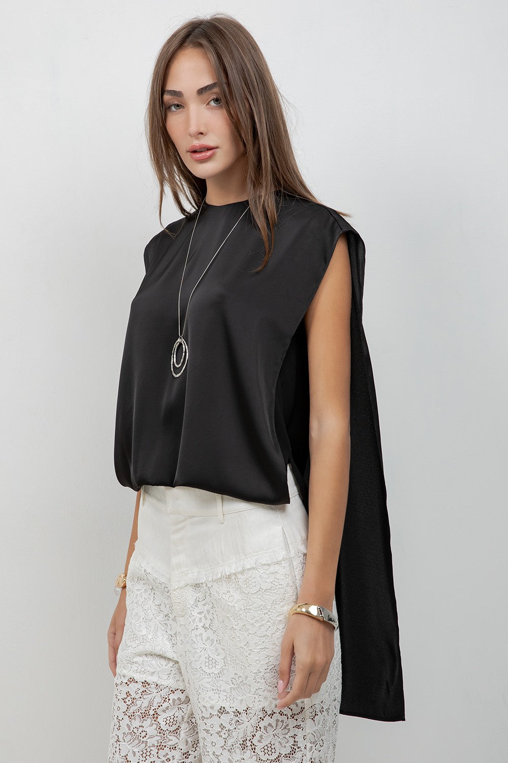 Double Layer Satin Blouse