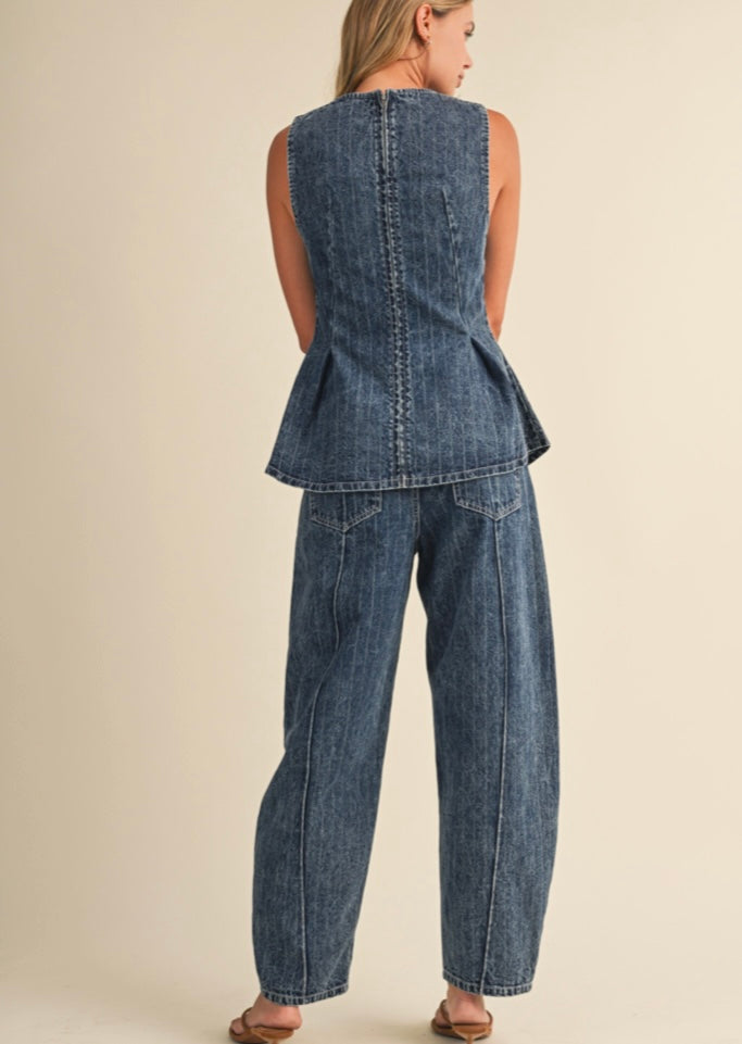 Striped Denim Set
