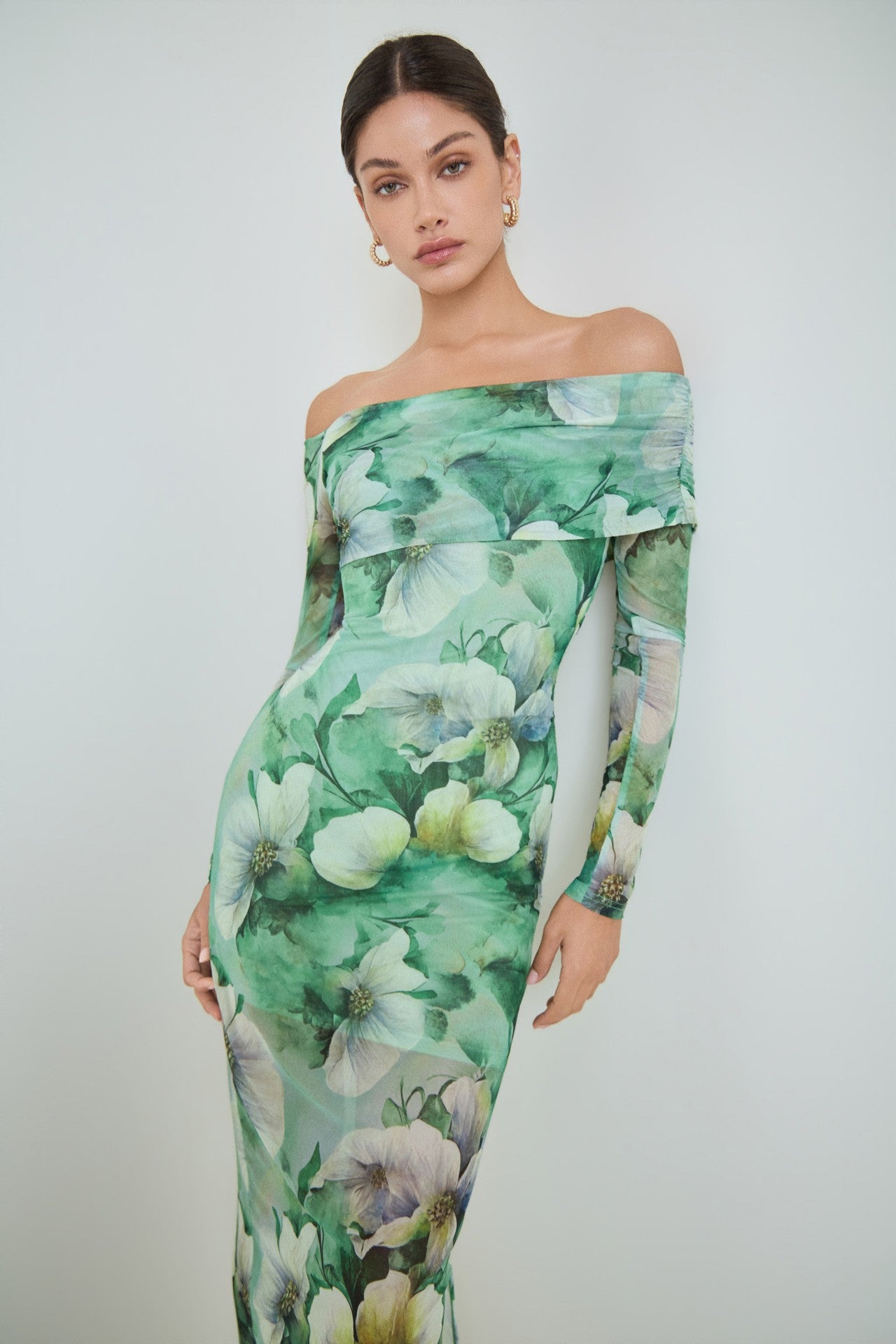 Mesh Floral Green Dress