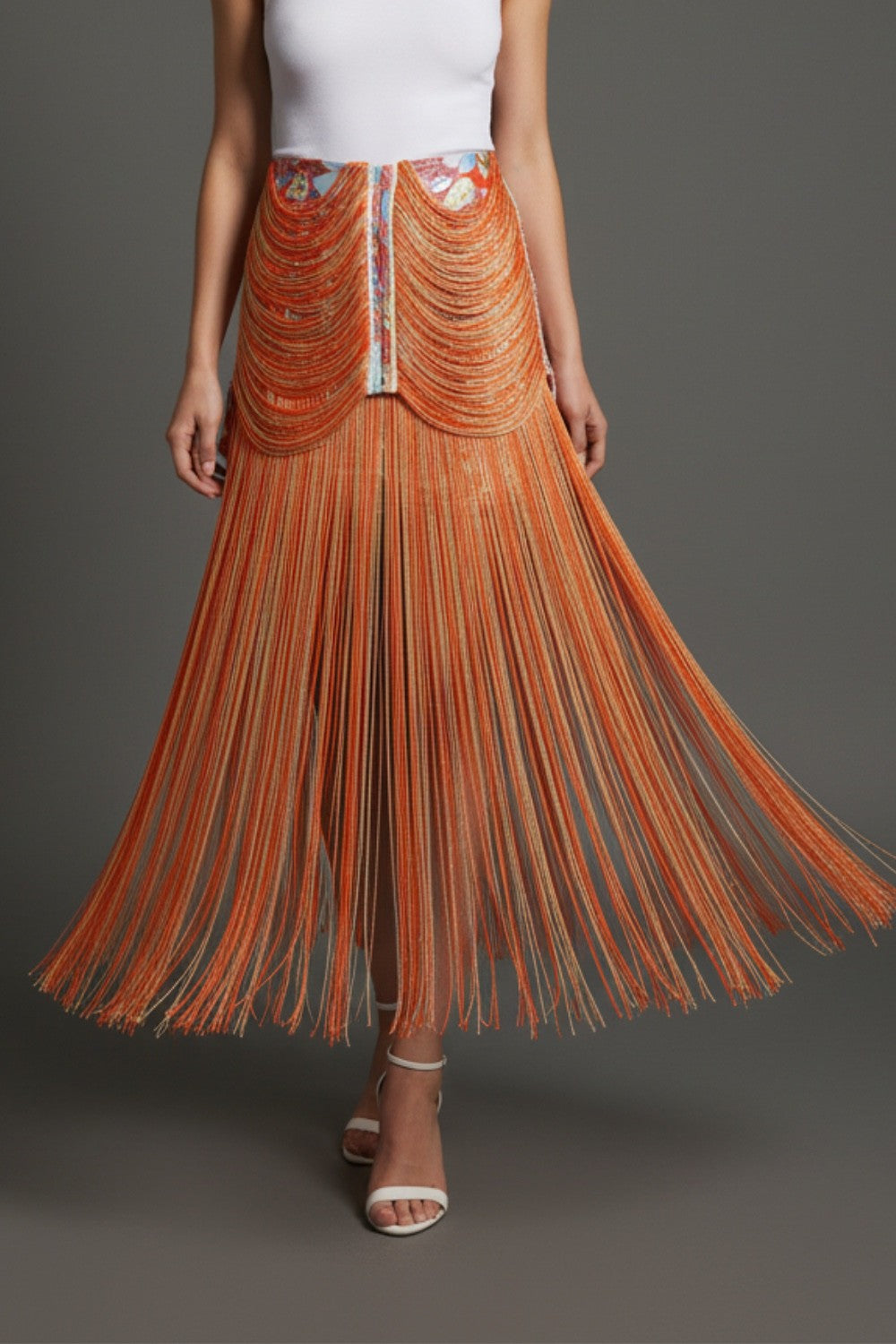 Fringe Orange Skirt