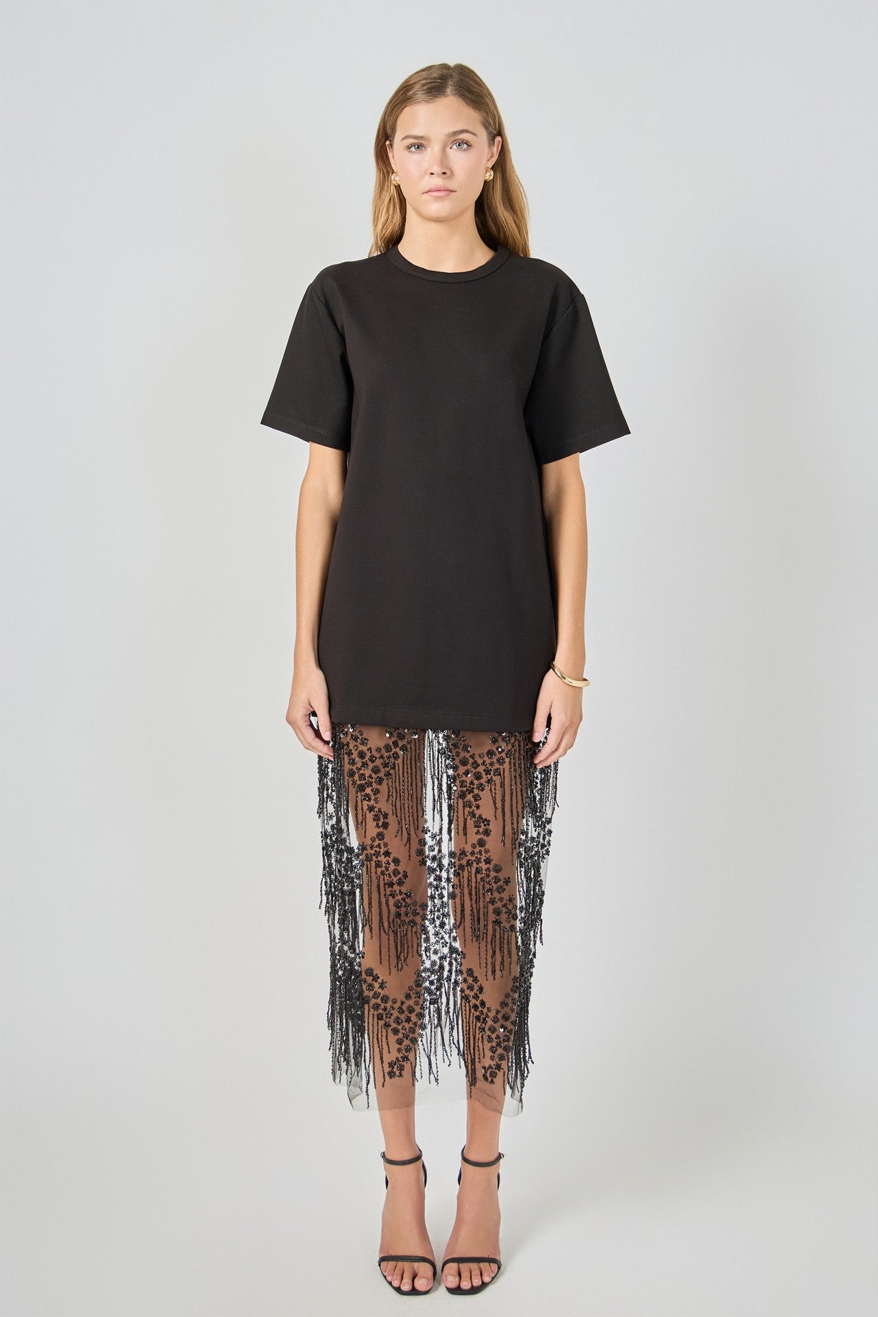 Lace T-Shirt Midi Dress