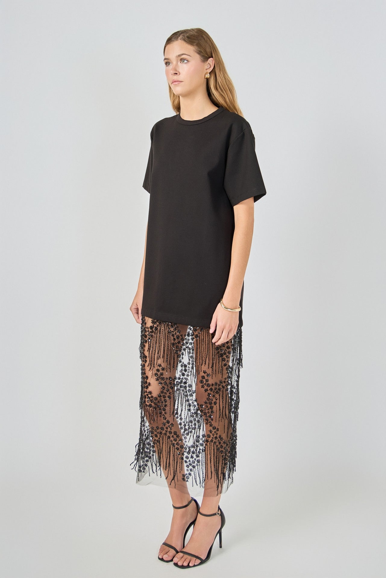 Lace T-Shirt Midi Dress