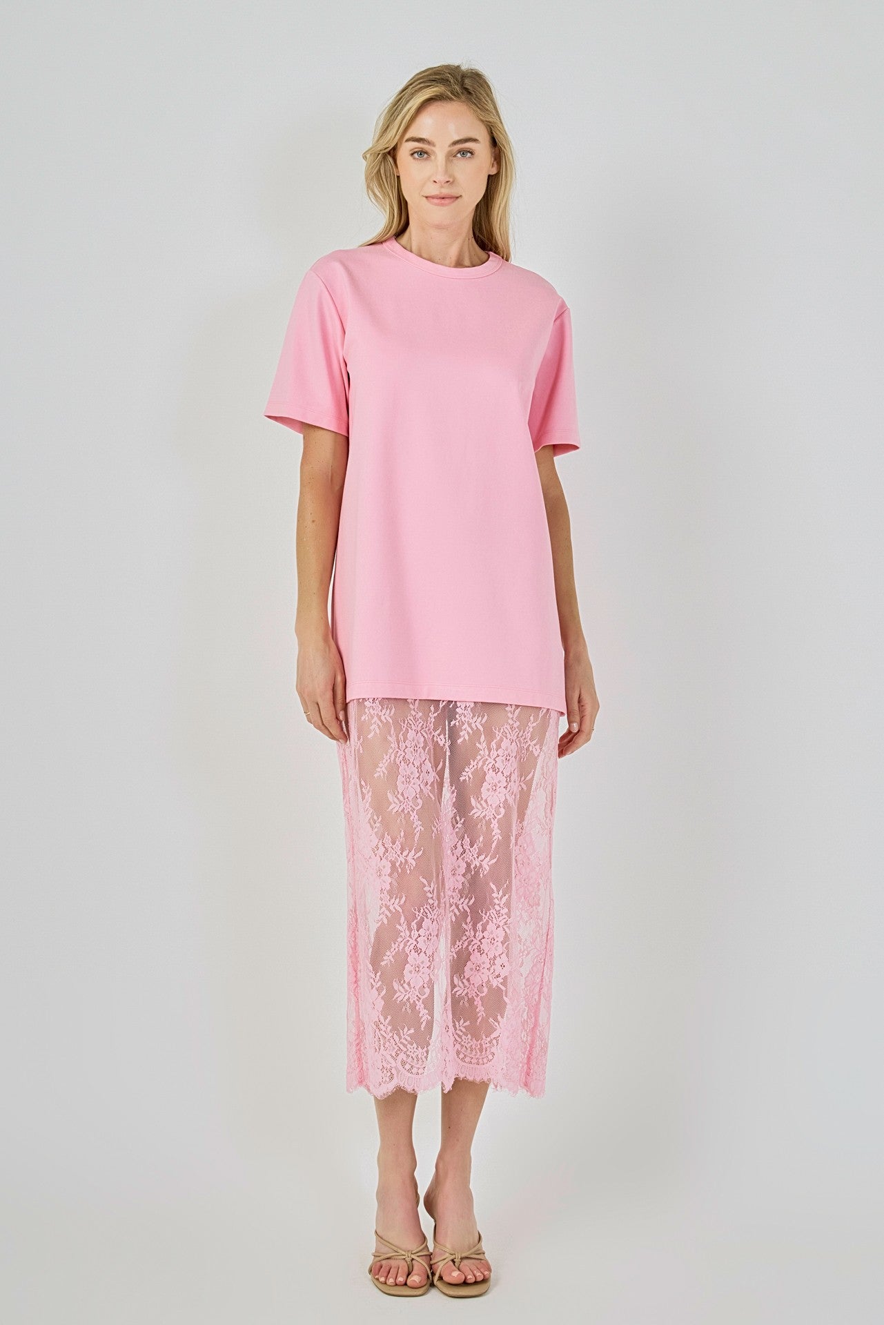 Pink T-Shirt Lace Dress