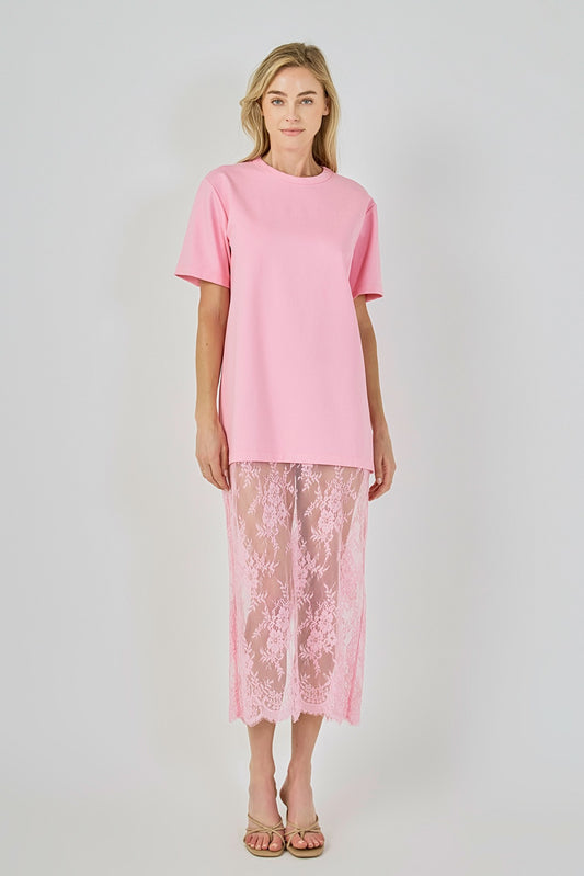 Pink T-Shirt Lace Dress