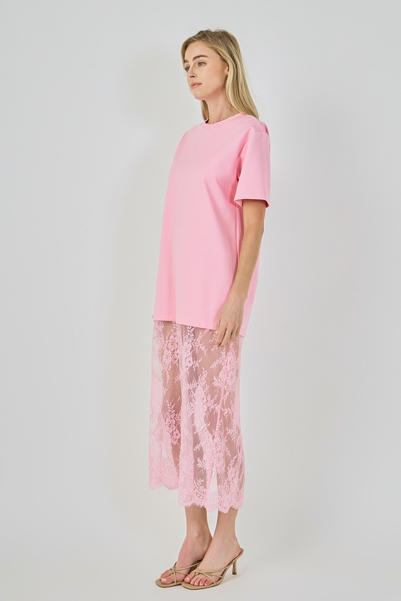 Pink T-Shirt Lace Dress