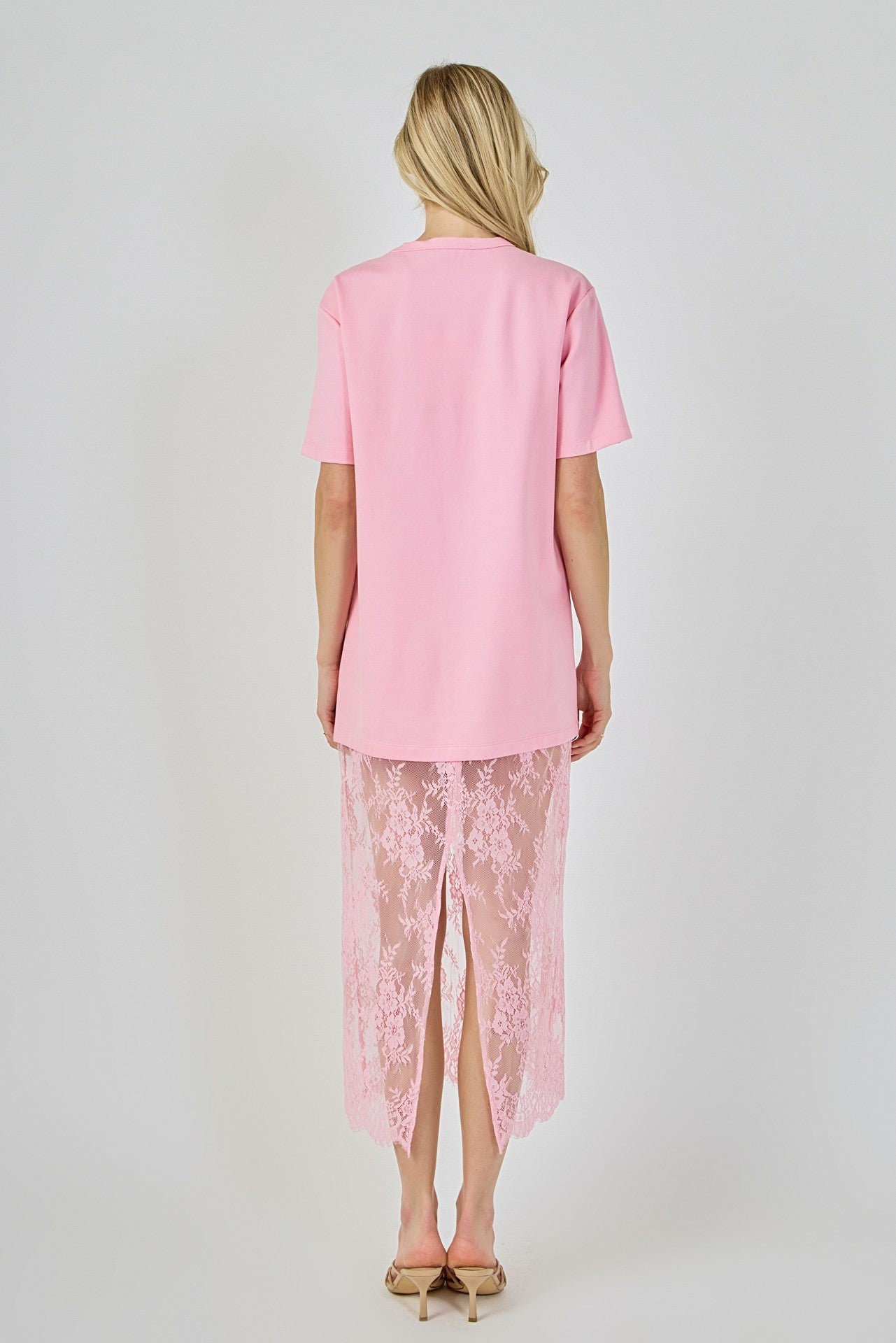 Pink T-Shirt Lace Dress