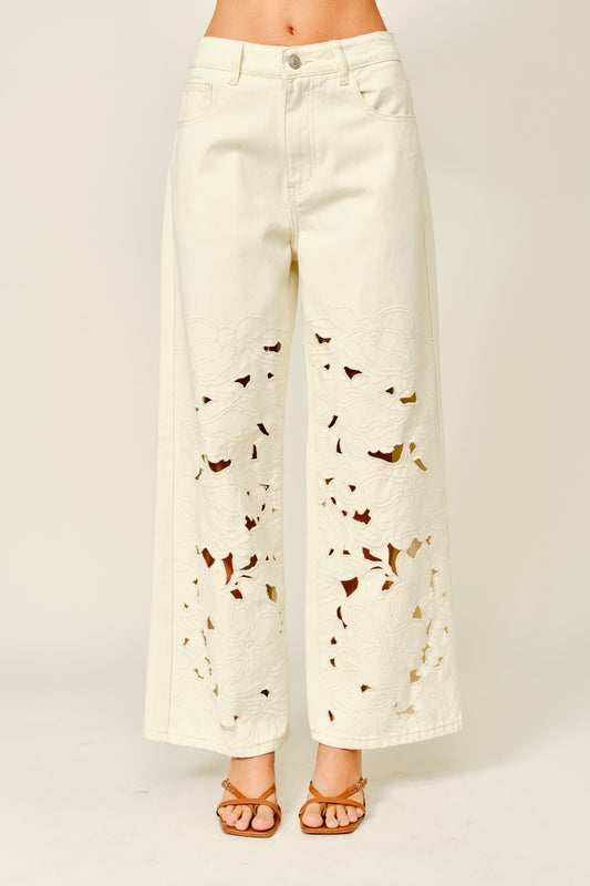 Embroidered Straight Pants
