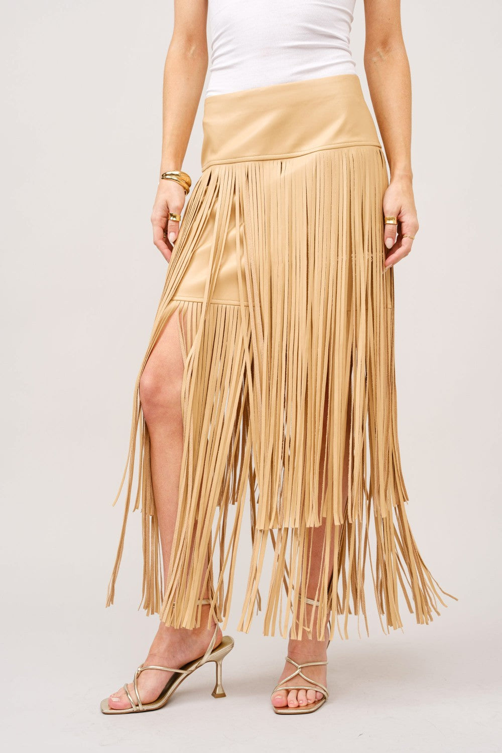 Fringe Leather Skirt
