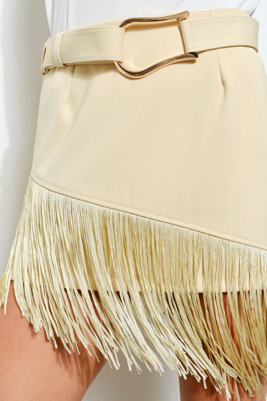 Fringe Belted Skirt