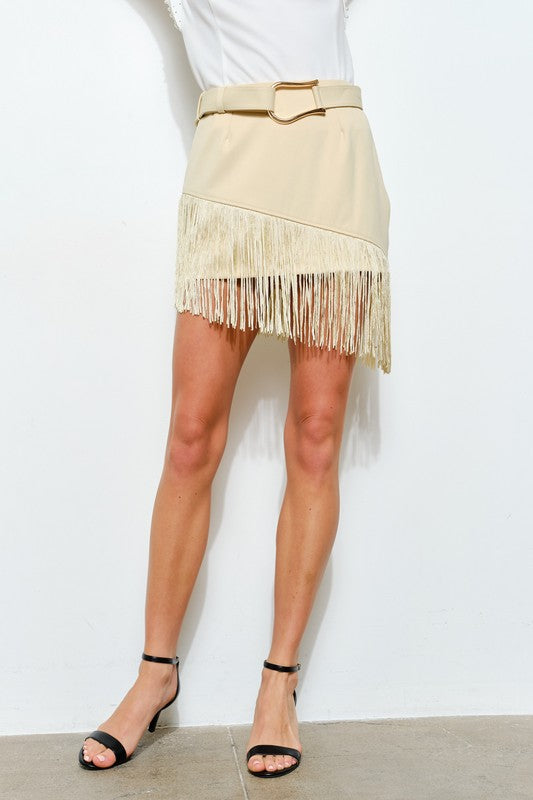 Fringe Belted Skirt