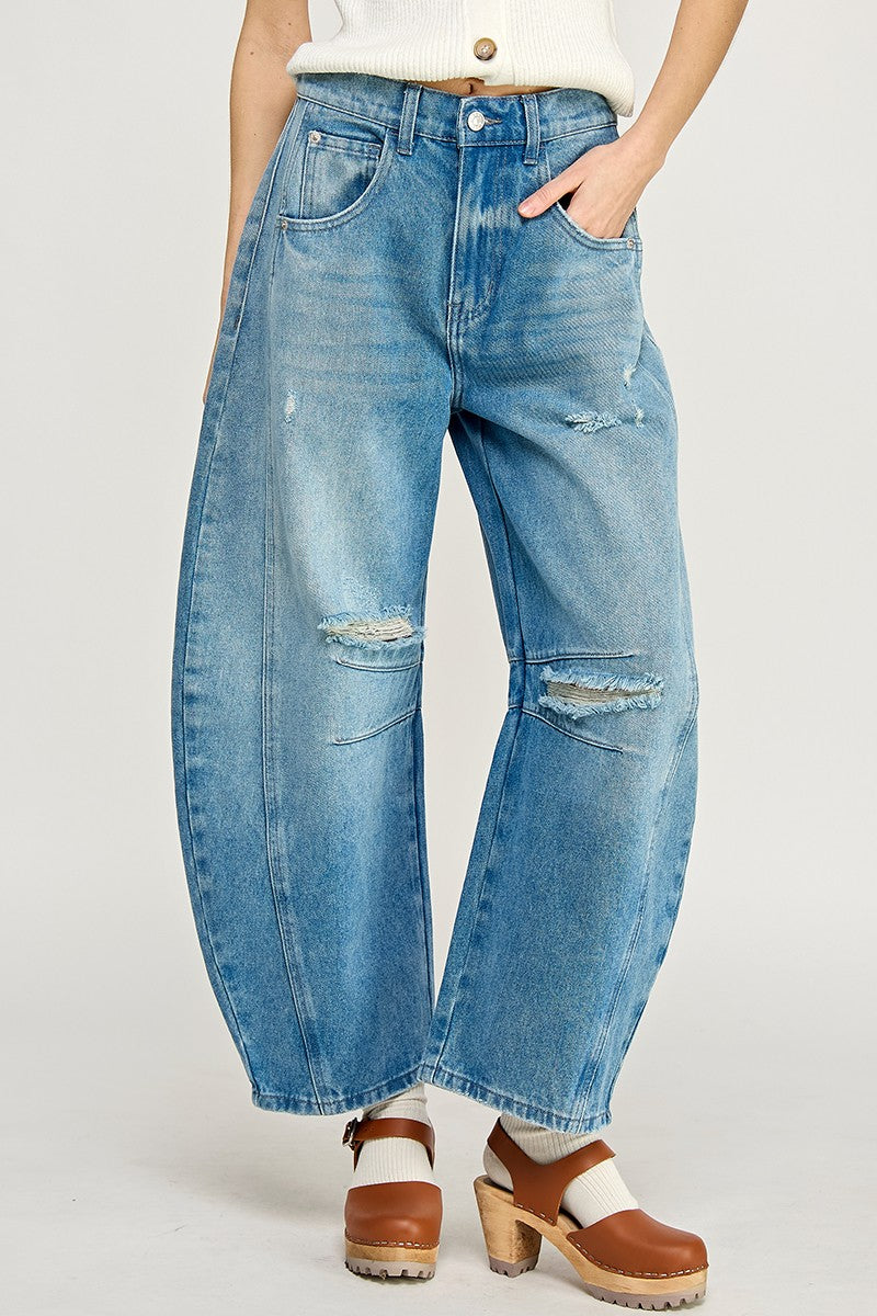Light Blue Barrel Pants