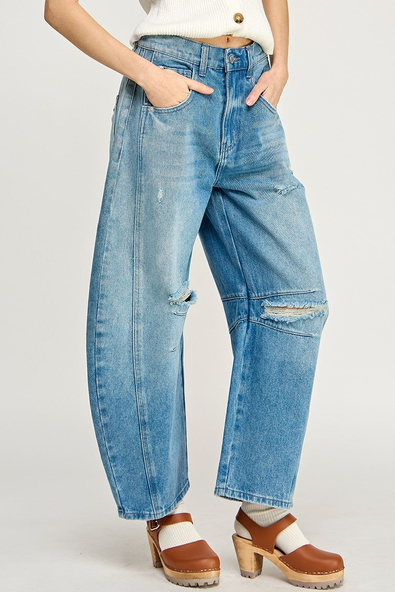 Light Blue Barrel Pants