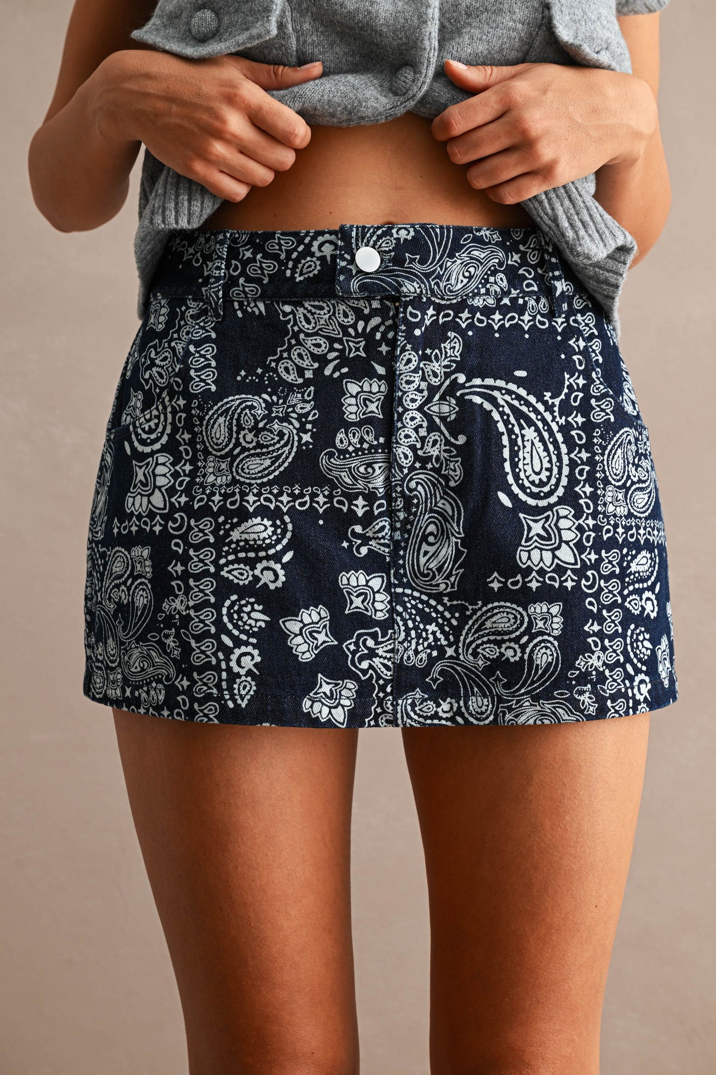 Paisely denim skort
