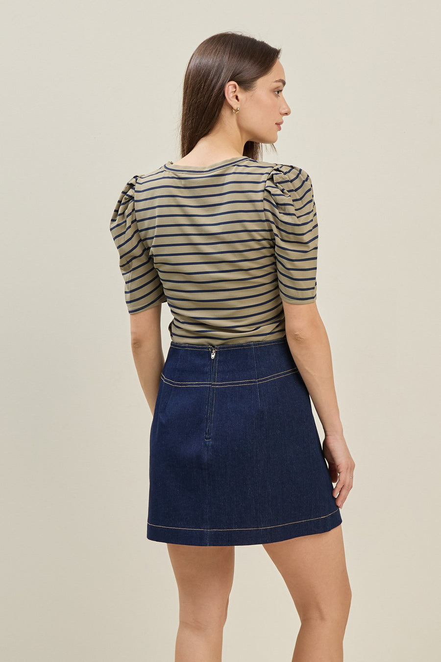 Jewel Button Denim Skirt