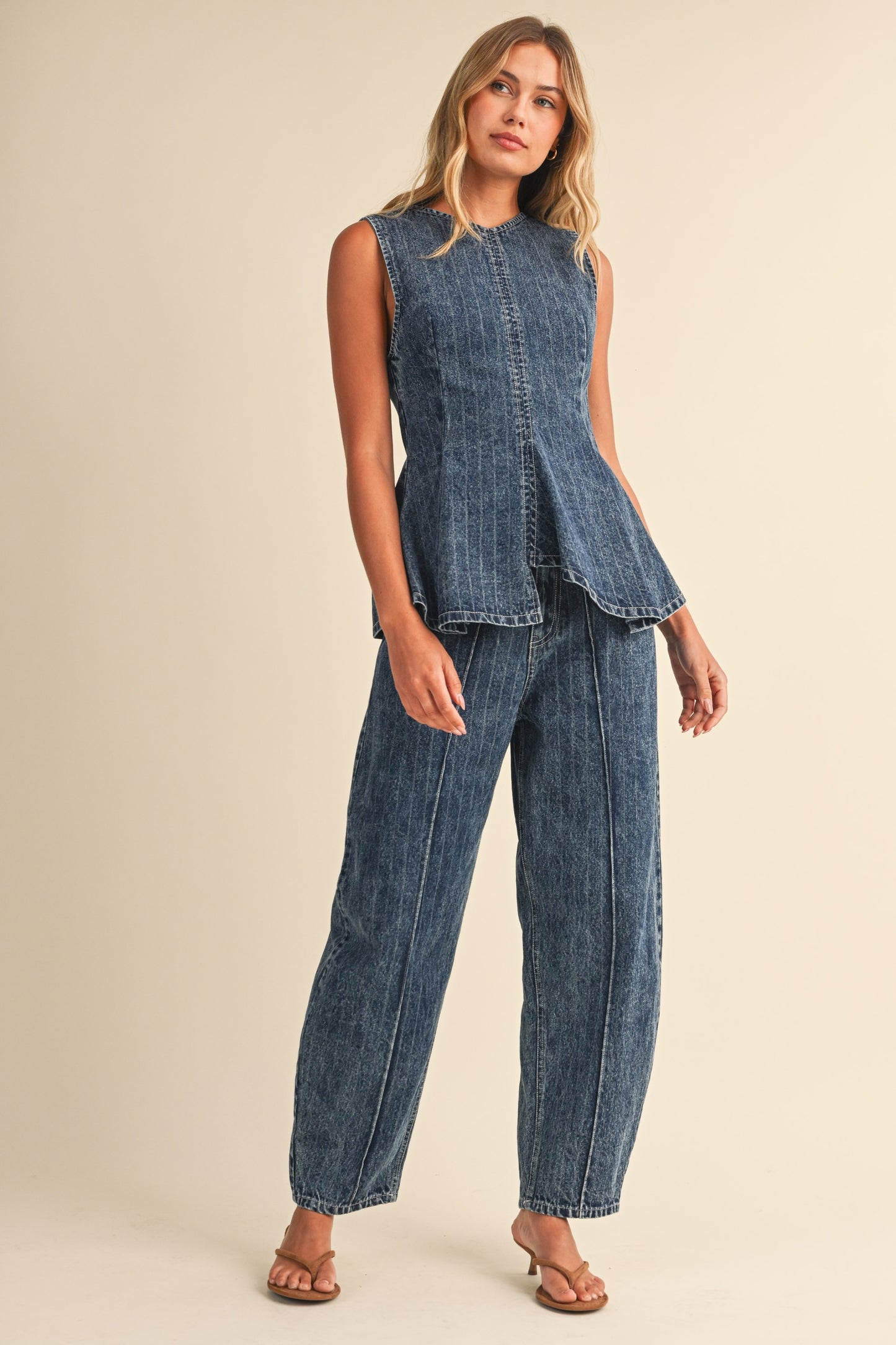 Striped Denim Set