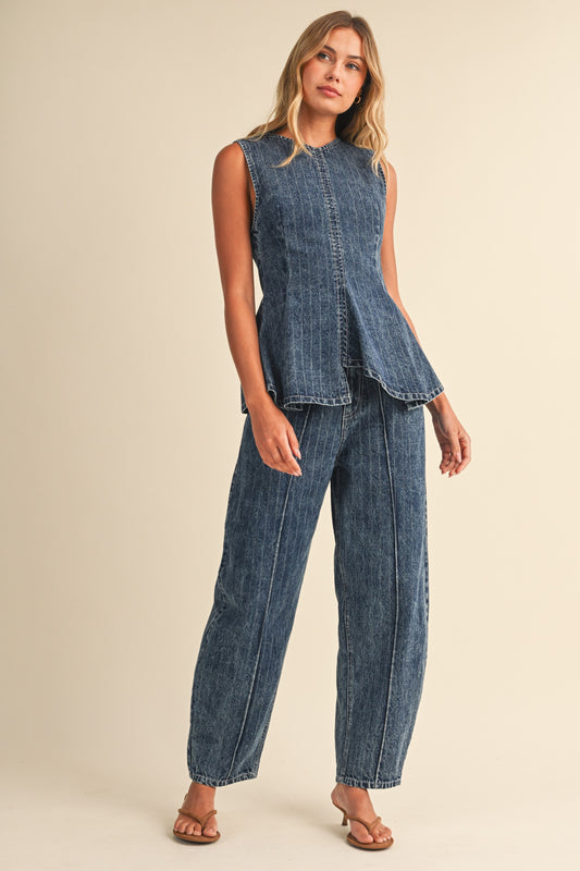 Striped Denim Set