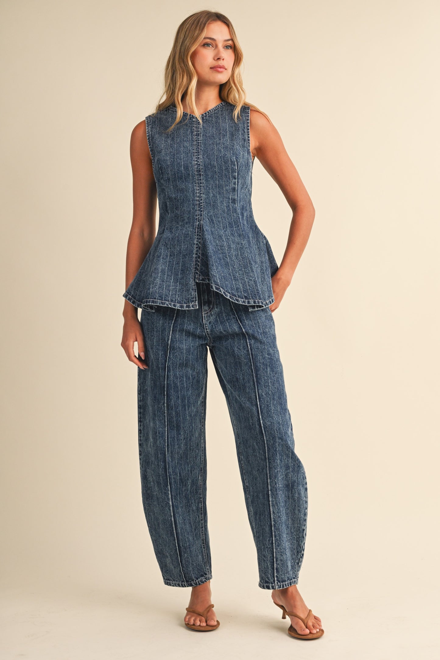 Striped Denim Set