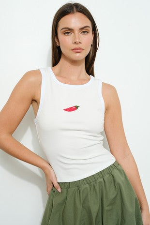 Red Pepper Beaded Tank