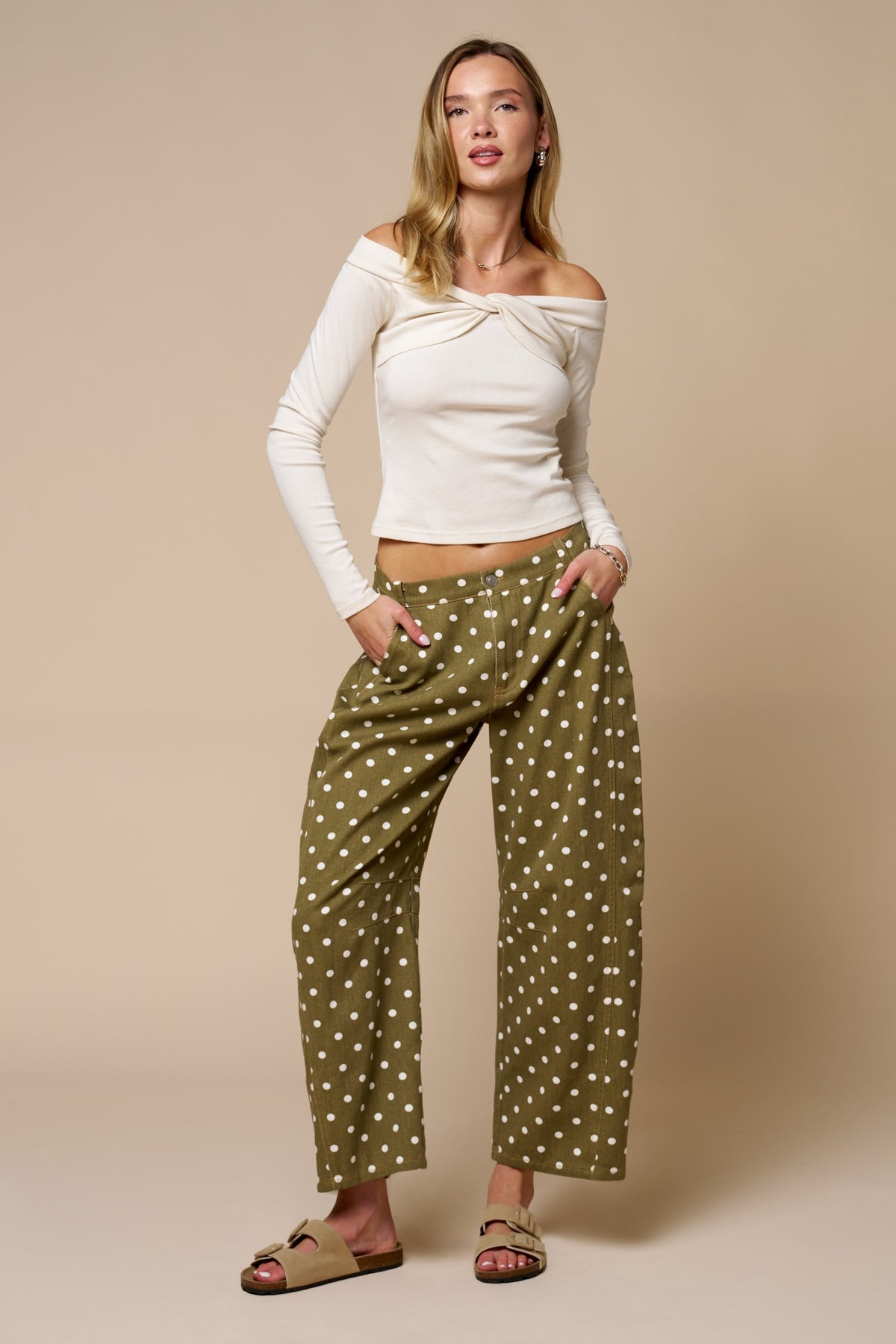 Polka Dot Barrel Pants