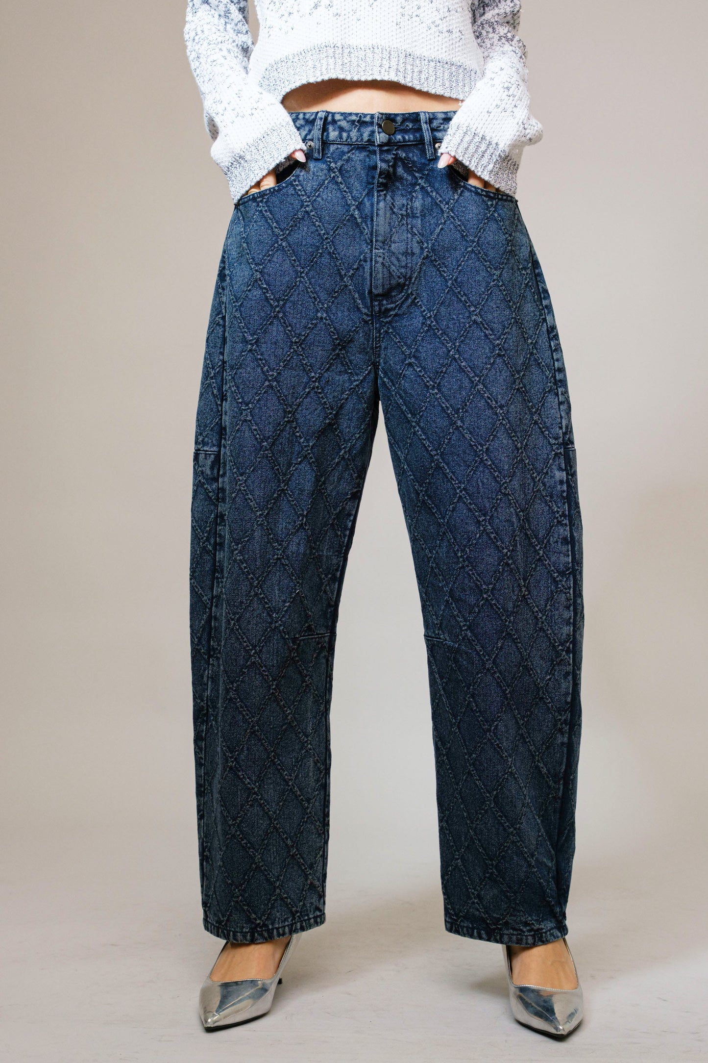 Quilted Barrel Jeans