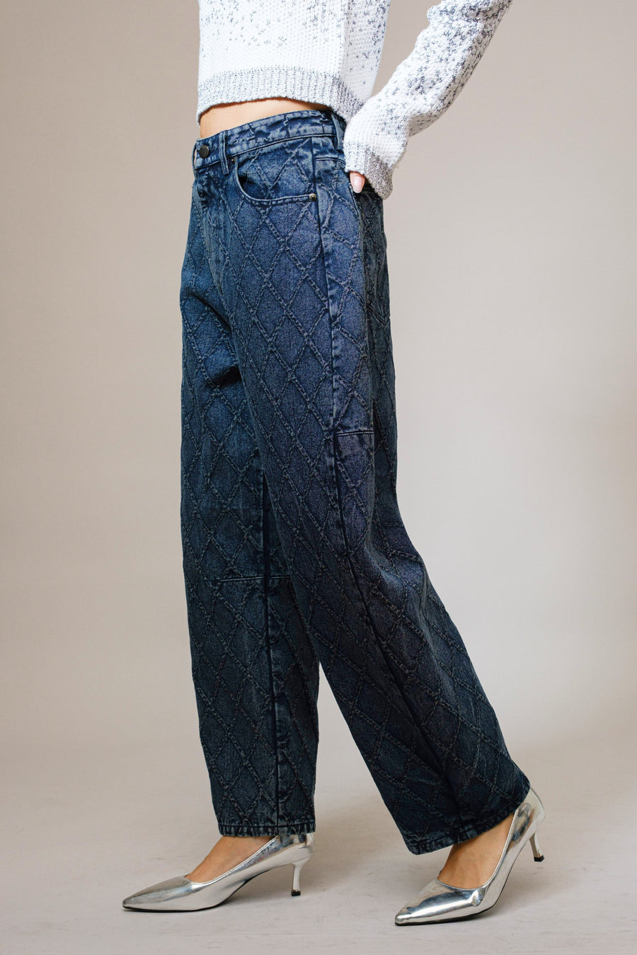 Quilted Barrel Jeans