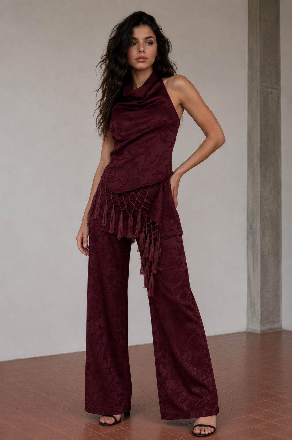 Amira Ruffled Satin Set