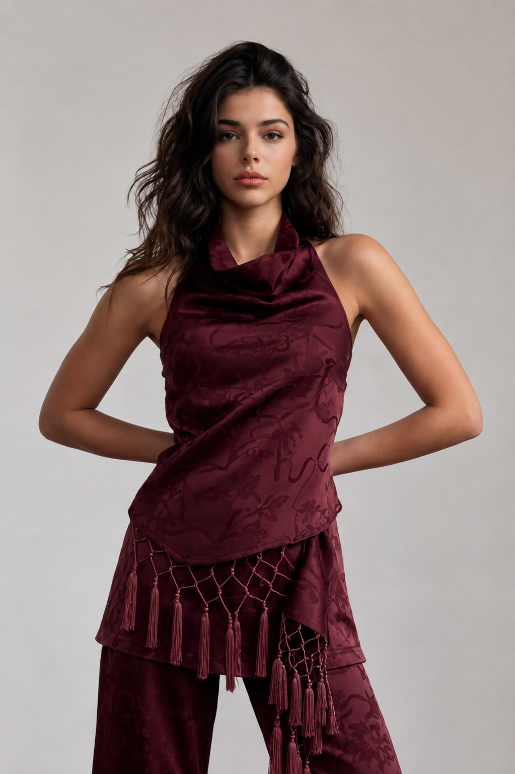 Amira Ruffled Satin Set