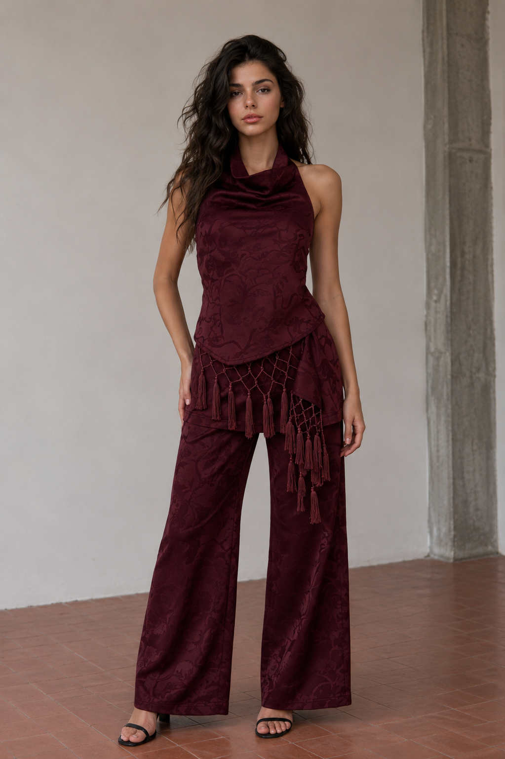 Amira Ruffled Satin Set