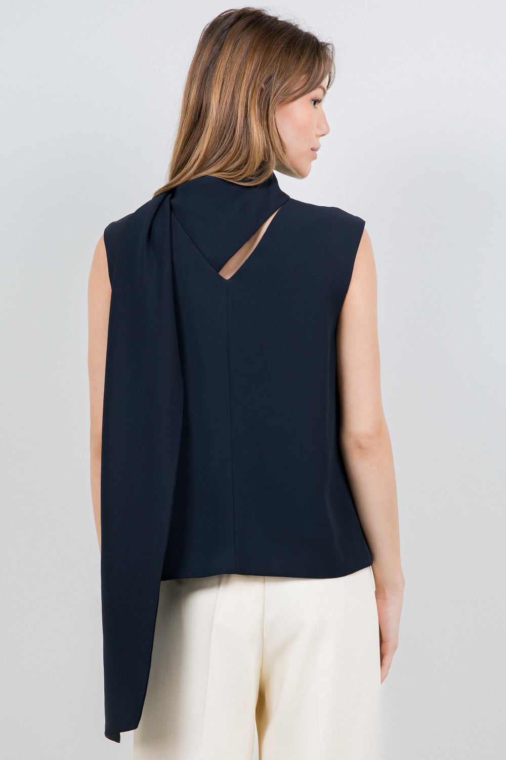 Navy Scarf Top