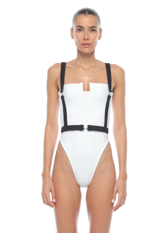 Leti White High Leg One Piece - Maxine