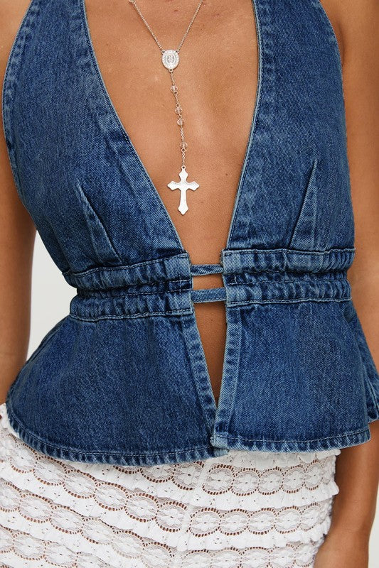 Denim Halter Top