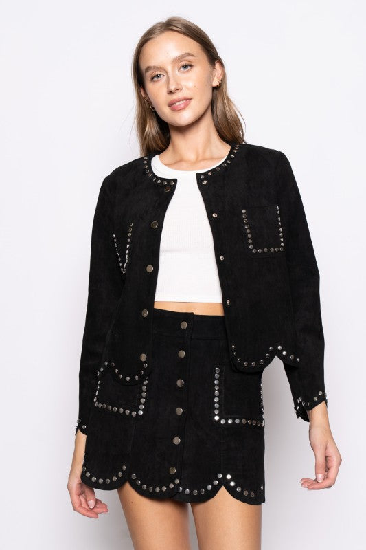 Stud Detailed Mini Skirt