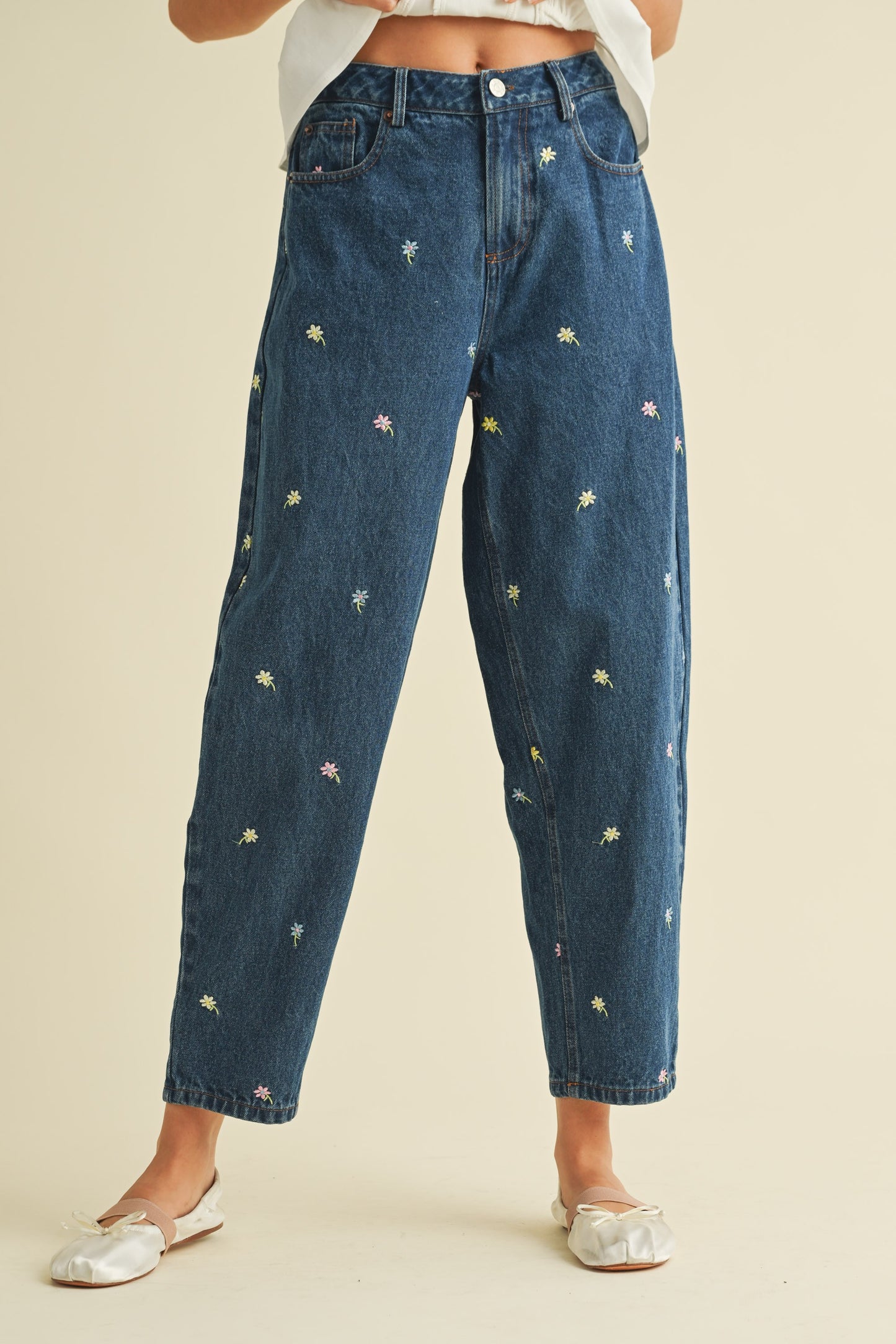 Flowers Barrel Pants