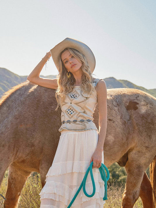 Western Buckle Strap Top