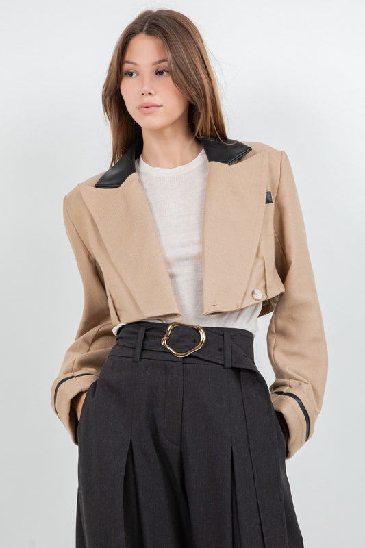 Leather Cropped Blazer