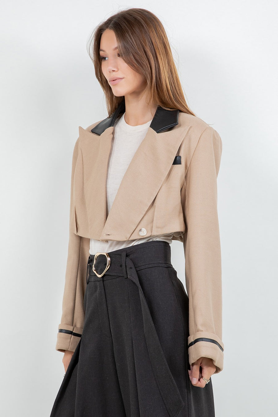 Leather Cropped Blazer