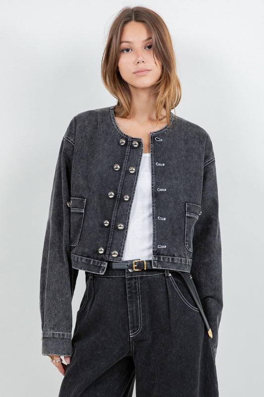 Washed Crop Top Jacket