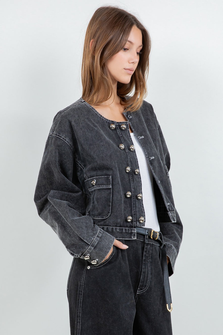 Washed Crop Top Jacket