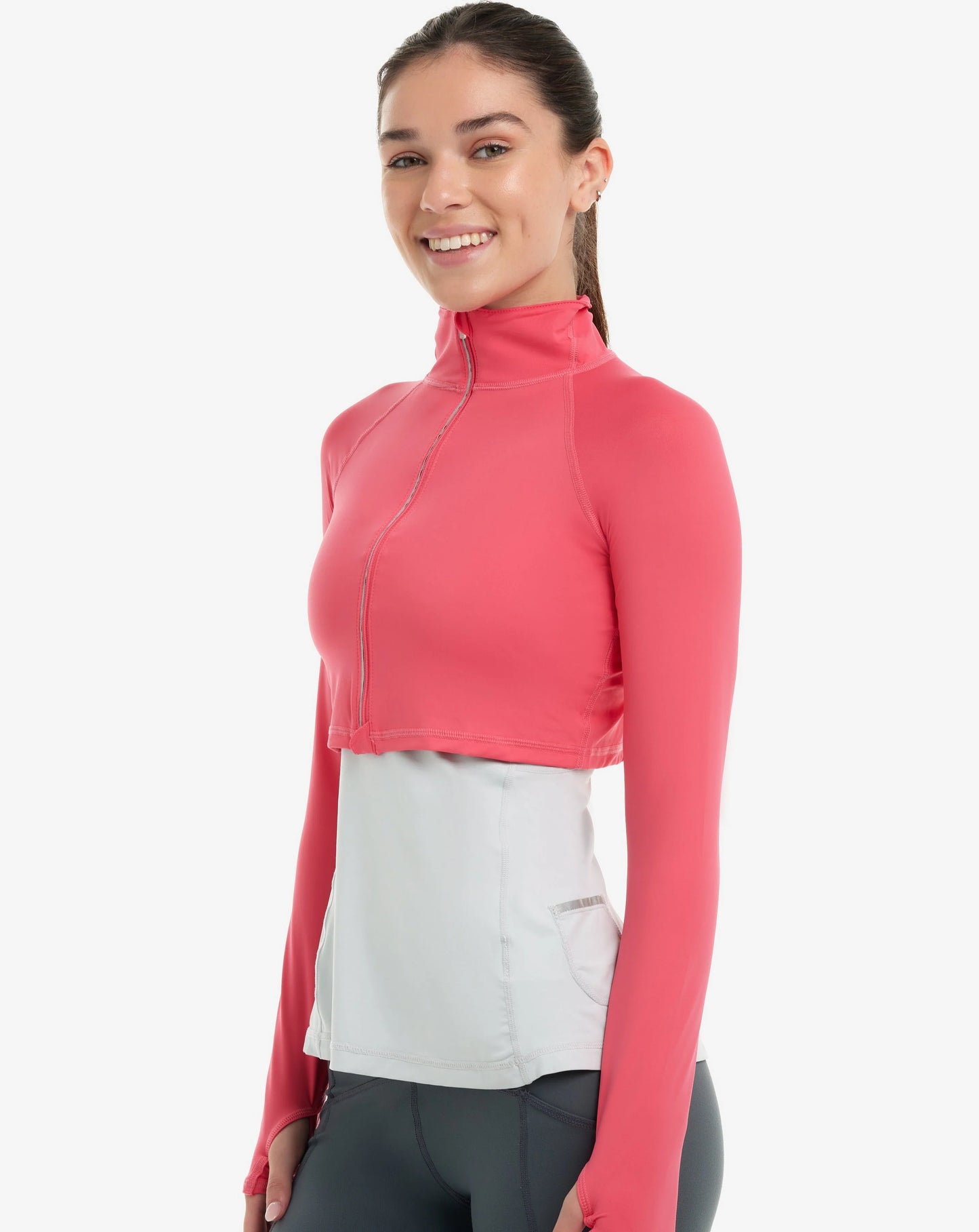 WOMEN'S FULL ZIP CROP TOP RASHGUARD