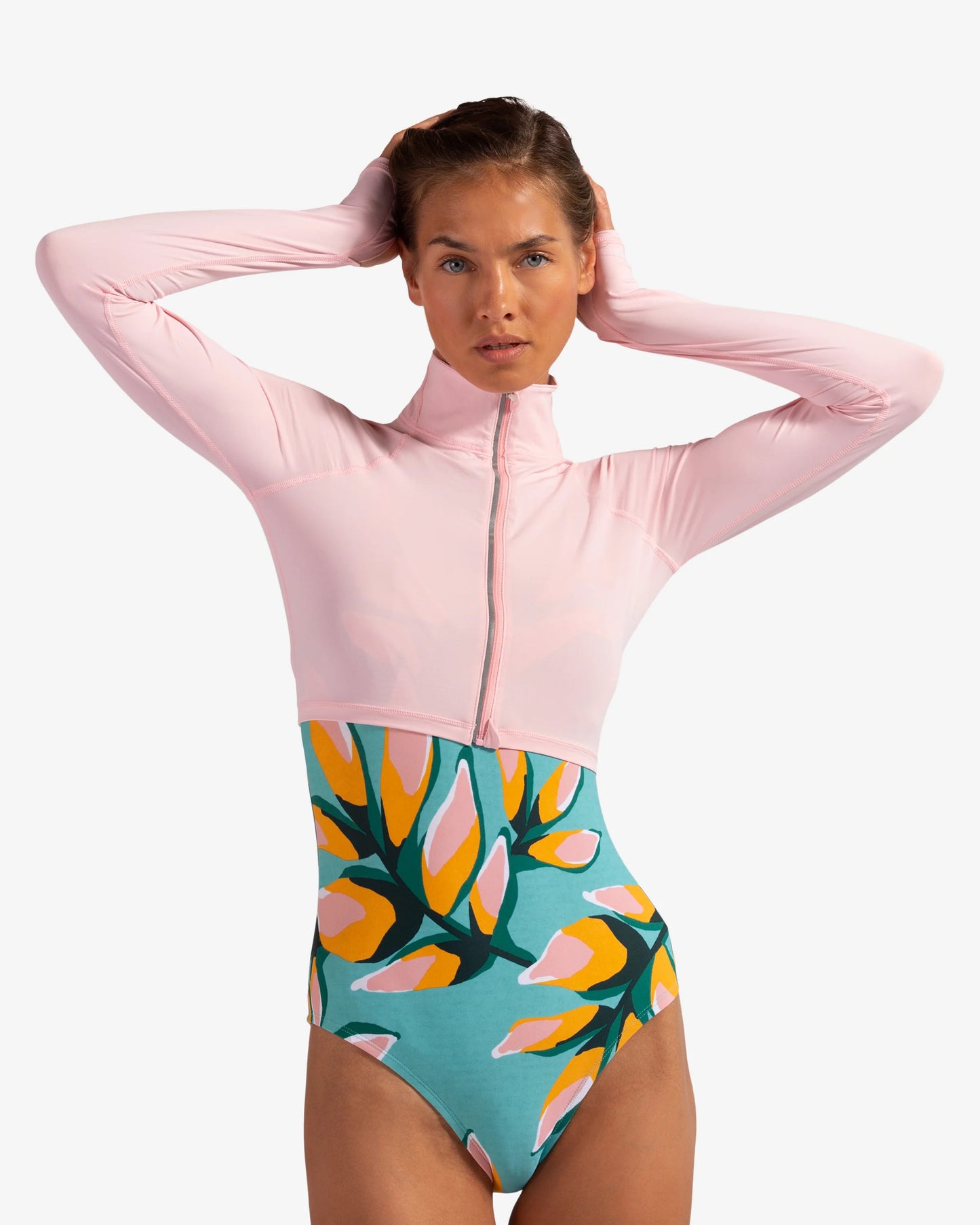 WOMEN'S FULL ZIP CROP TOP RASHGUARD