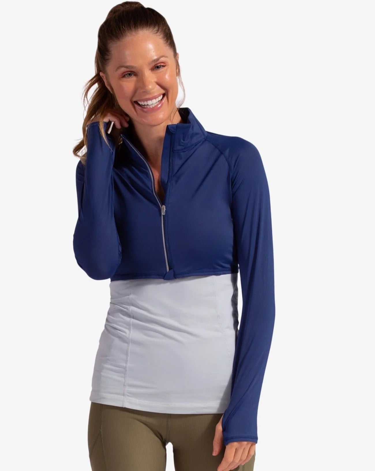 WOMEN'S FULL ZIP CROP TOP RASHGUARD