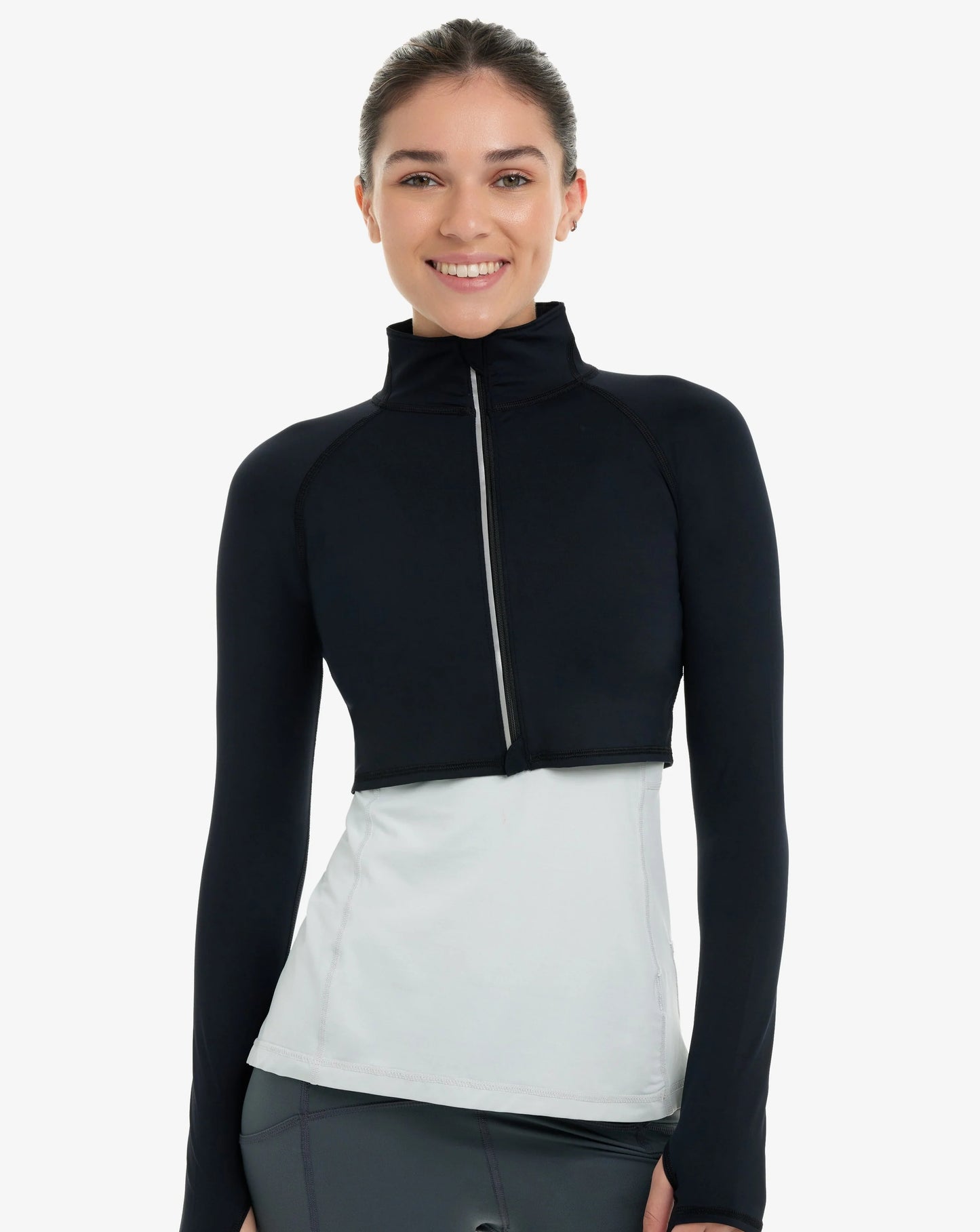 WOMEN'S FULL ZIP CROP TOP RASHGUARD