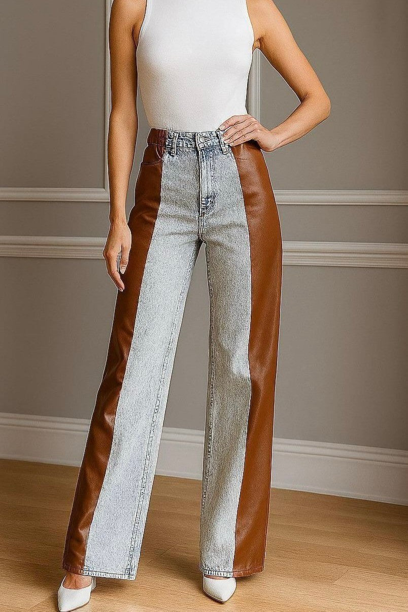 Leather and Denim Pants